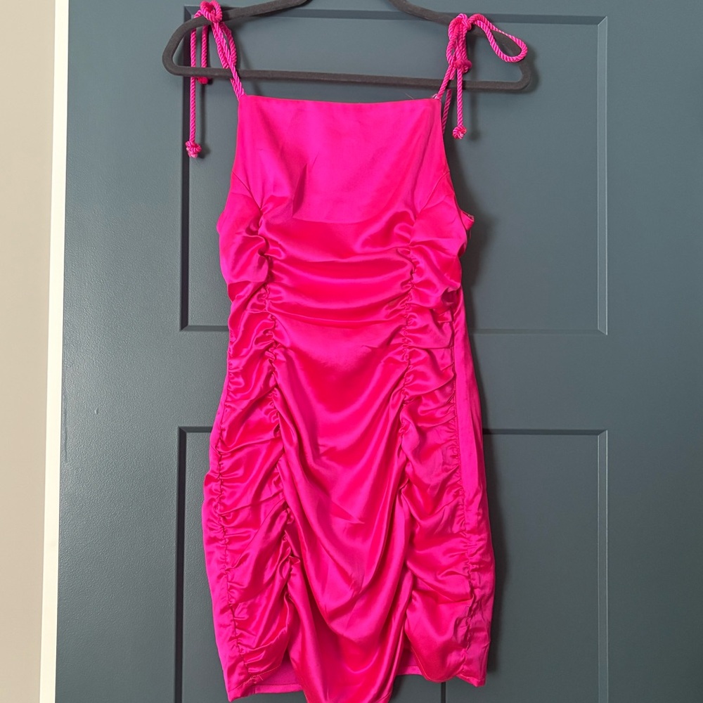 NWT Hot Pink Akira Dress with Ruching and Bows